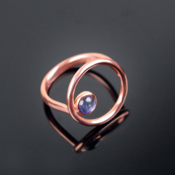 Natural Fire Labradorite Gemstone Womens Ring \ Copper Ring \ Unique Rings \ Rings For Women \ Stackable Ring \ Moon Ring \ Antique Rings