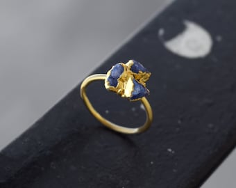 Raw Tanzanite Gemstone Ring – Copper Stacking Band, Dainty Birthstone Jewelry