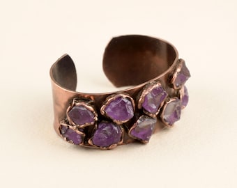 Raw Amethyst Cuff Bracelet - Statement Gemstone Bracelet - Handmade Jewelry - Anniversary Gift For Her