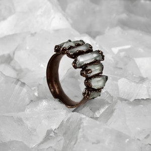 Edelsteenring kristalkwarts | Handgemaakte koperen sieraden \ statementband \ ringen voor dames