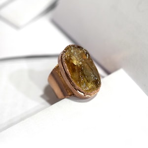 Handmade Raw Citrine Ring, Unisex Stacking Band