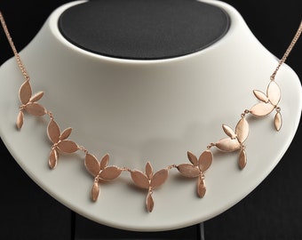 Gold Plated Leaf Necklace – Brass Chain, Everyday Wear (18 Inch)