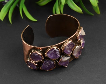 Roher Amethyst Manschettenarmband \ Edelstein Armreif \ Schweres Armband \ Statement Armband \ Handgemachter Schmuck \ Boho Armreif \ Rohstein Armband