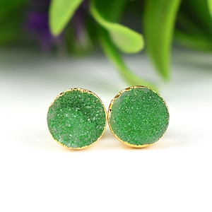 Multi Colors Druzy Stud Earrings \ Druzy Studs \ Gemstone Earrings \ Gold Plated Earrings \ Minimalist Studs \ Drusy Earrings \ Minimal Stud