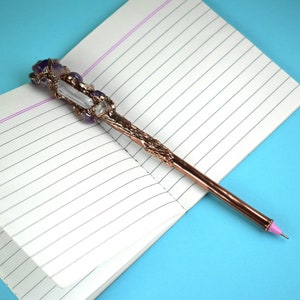 Natural Amethyst & Crystal Pen | Brass Pen | Luxury Pen | Antique Unique Pen | Ballpoint Pens | Refillable Pens | Ball Pens | Jewelry Pens