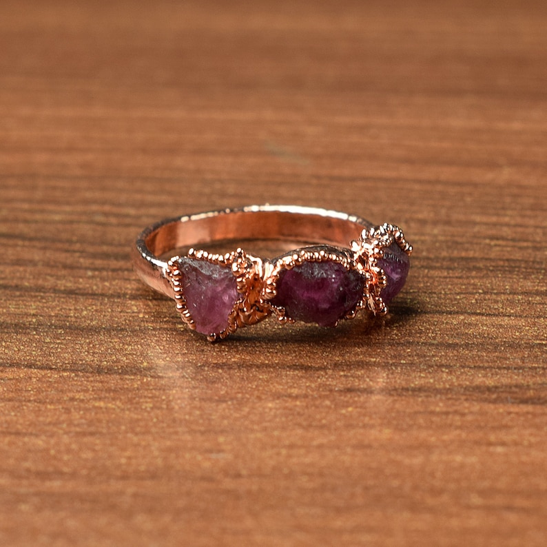 Raw Ruby Ring Red Ruby Ring Electroformed Copper Ring Etsy