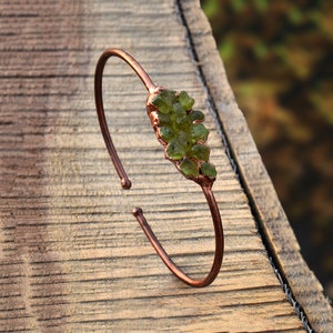Natural Peridot Gemstone Handmade Cuff Bangle \ Multi Stone Bangle \ Open Bangle \ Bangle For Women \ Adjustable Bracelet | Gift For Her