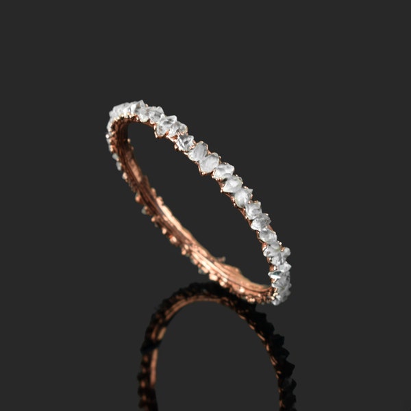 Natural Herkimer Diamond Bangle Bracelet \ Raw Herkimer Bracelet \ Minimal Bracelet \ Bracelet For Her \ Gifts For Her \ Infinity Bracelet