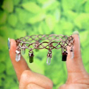 Crystal Bracelet | Tourmaline Bracelet | Gemstone Bracelet | Tree Branch Bangle | Handmade Bracelet | Cuff Bracelet | Copper Bracelet,Gift