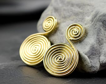 Statement Spiral Metal Earrings | Bold Wire Swirl Earrings | Artistic Abstract Earrings | Boho Festival Jewelry | Handmade Studs Jewelry