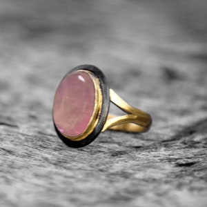Hydro Pink Quart Ring | Gemstone Ring | Brass Ring | Ring For Women | Ring For Her | Statement Ring | Gold Polish Ring | Gift For Women