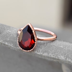 Garnet Hydro Ring | Cut Stone Ring | Gemstone Ring | Vintage Rings | Rings For Women | Rose Gold Ring | Ring For Her | Wholesale Rings