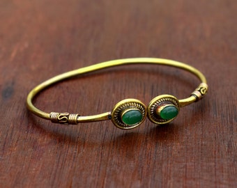 Natural Multi Green Onyx Gemstone Bracelet \ Copper Bracelet \ Open Bracelet \ Handmade Bracelet \ Womens Bracelet \ Statement Bracelet
