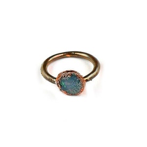 Natural Raw Fire opal ring, Ethiopian opal ring, Rough opal jewelry, Electroplated Ring, Australian opal ring, Handmade Ring, Ring For Women Copper Antiqu Polish