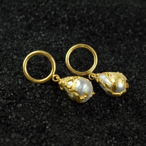 Great Quality Baroque Pearl Dangle & Drop Earrings | Beautiful Ivory Pearls | Pearl Bridal Earrings | Wedding Hoop Earrings, Gift Easter