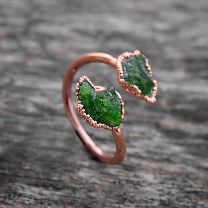 Natural Rough Emerald Ring Raw Emerald birthstone ring Gemstone jewelry Raw emerald jewelry Raw Emerald Ring May Birthstone Ring image 2