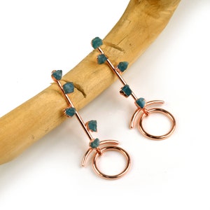 Natural Raw Apatite Gemstone Earrings \ Dangle Earring \ Drop Earring \ Minimal Jewelry \ Anniversary Gift \ Female Earrings \ Love Earrings