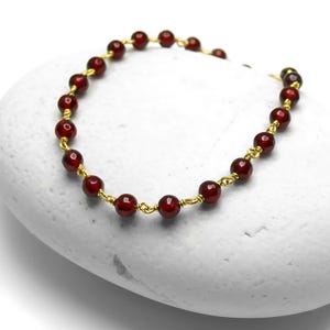 Colar de Rosário de Rubi Vermelho \ Colar de Arame Enrolado \ Colar de Contas \ Colar de Pedras Preciosas \ Joias Feitas à Mão \ Presentes para Ela \ Colar Delicado