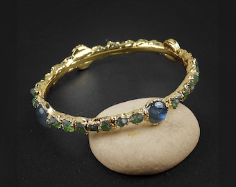 Natural Labradorite Bangle \ Peridot Bangle \ Handmade Bangle \ Birthstone Bangle \ Bangle Bracelet \ Bangle For Women \ Anniversary Gifts