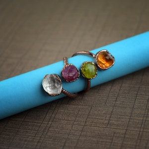 Natural Multi Gemstone Stackable Ring Jewelry \ Crystal Ring \ Ruby ...