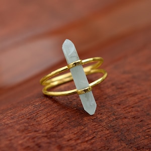 Natuurlijke kleine puntige kristallen edelsteenring \ Handgemaakte ring \ Ruwe stenen ring \ Statementring \ Sierlijke ring \ Trouwring \ Damesring