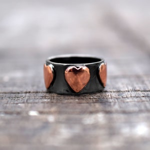 Handmade Designed Red Heart Ring \ Band Ring \ Metal Ring \ Anniversary Band \ Gift for Love \ Vintage Ring \ Wedding Band Ring \ Boho Rings