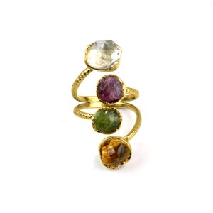 Natural Multi Gemstone Stackable Ring Jewelry \ Crystal Ring \ Ruby ...
