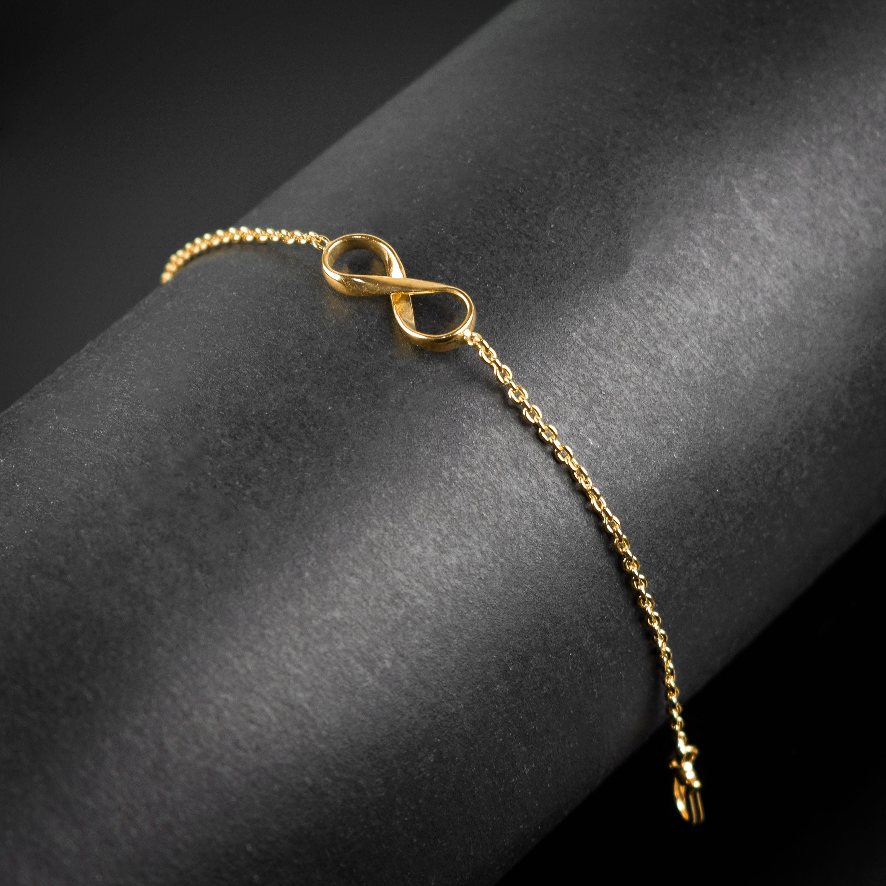 Infinity Designed Chain Bracelet Gold Plated Bracelet Dainty Linked Bracelet Feather Bracelet Eternity Bracelet Gifts for Her Etsy