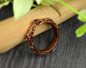 Natural Faceted Ruby Gemstone Band Ring \ Multi Stone Ring \ Eternity Band Ring \ Infinity Ring \ Tiny Band \ Stackable Ring \ Gift For Her