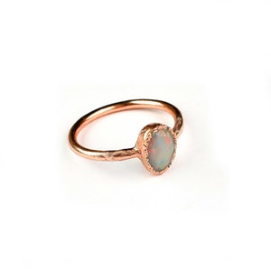 Natural Raw Fire opal ring, Ethiopian opal ring, Rough opal jewelry, Electroplated Ring, Australian opal ring, Handmade Ring, Ring For Women Rose Gold Polish