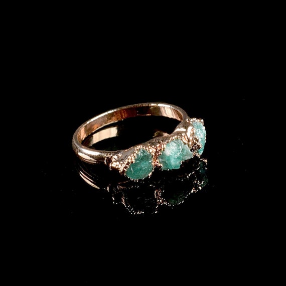 Sieraden Ringen Stapelbare ringen Ruwe aquamarijn ring met verborgen juweeltjes 
