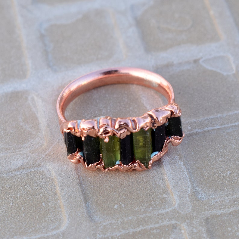 Multi Tourmaline Pencil Gemstone Ring Raw Stone Ring Statement Ring Statement Ring Womens Ring Stackable Ring Rings For Women image 3