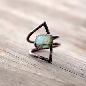 Labradorite Ring | Rough Stone Ring | Gemstone Ring  | Ring For Women  | Ring For Her  | Handmade Ring | Minimalist Ring | Statement Ring