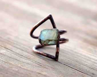 Labradorite Ring | Rough Stone Ring | Gemstone Ring  | Ring For Women  | Ring For Her  | Handmade Ring | Minimalist Ring | Statement Ring