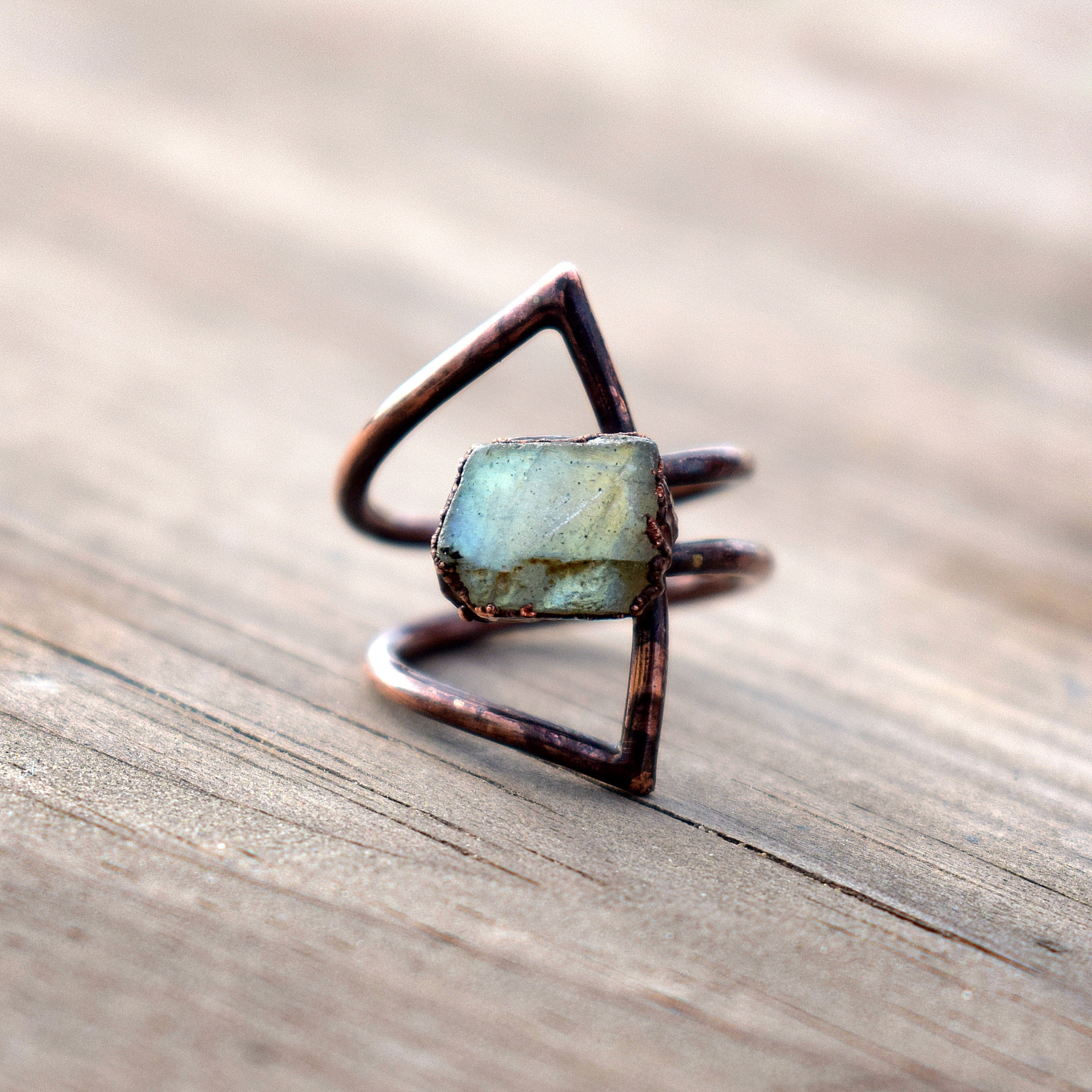 Bague En Pierre Naturelle Marron Foncé - Taille 54, Neuve Avec étiquettes, Sans Marque