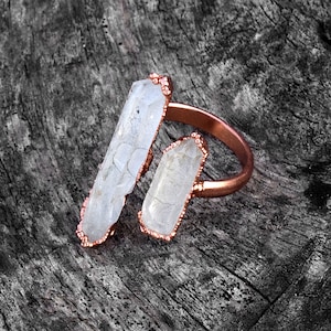 Natural Pencil Crystal Stone Ring \ Copper Ring \ Gemstone Ring \ Wedding Ring \ Stacking Ring \ Rings For Women \ Antique Ring \ Boho Rings