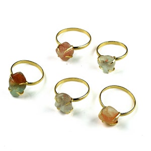 15 Pcs Natural Rough Sunstone Ring \ Sunstone Ring \ Statement Ring \ Womens Ring \ Dainty Ring \ Delicate Ring \ Wedding Ring \ Boho Ring