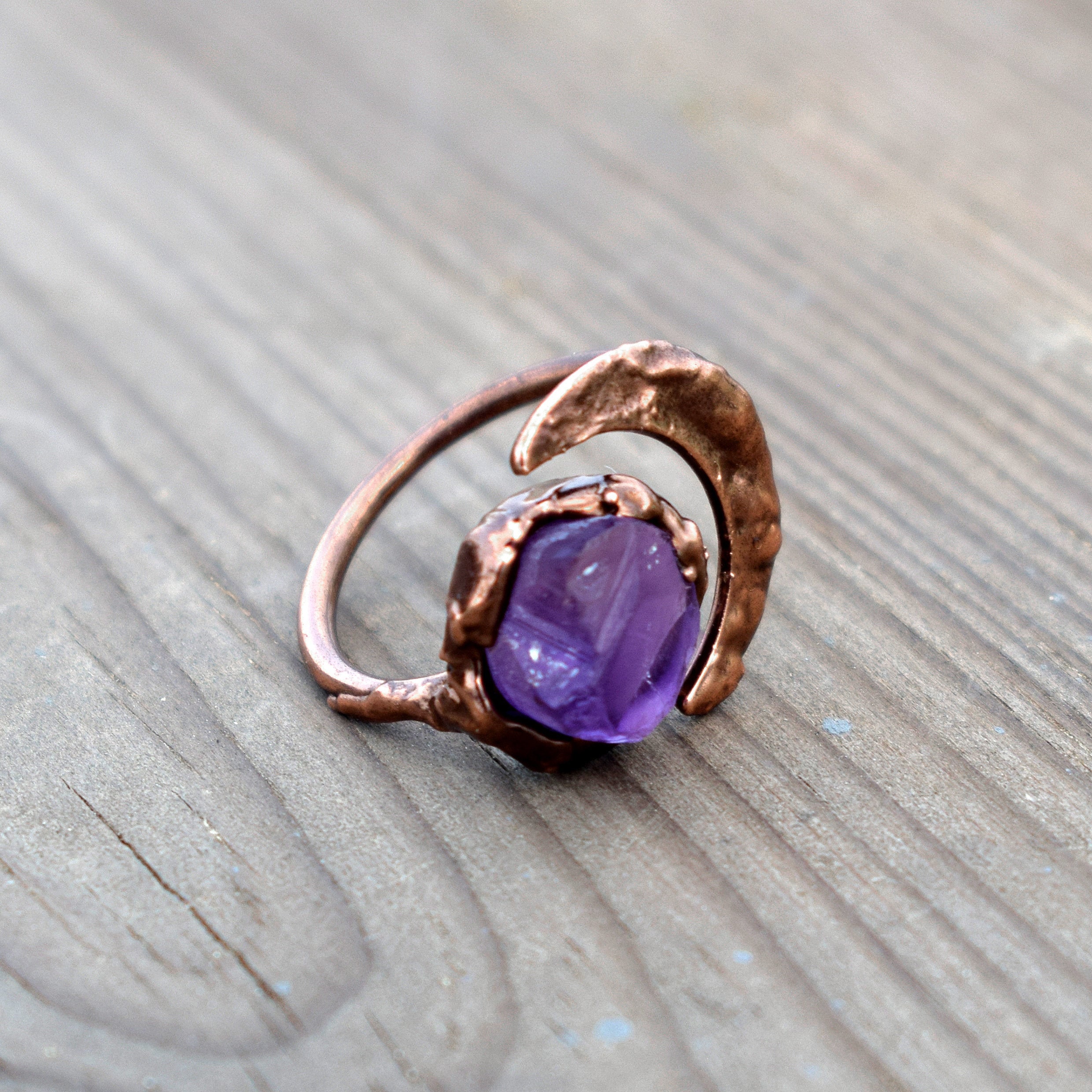 Raw cut shop amethyst ring