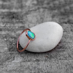 Natural Raw Fire Opal Gemstone Ring \ Ethiopian Opal Ring \ Australian Opal Ring \ Rings For Women \ Boho Rings \ Dainty Ring \ Tiny Ring