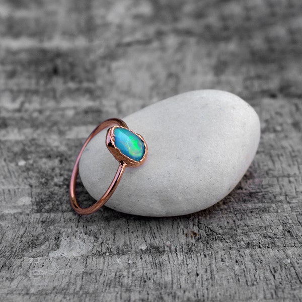 Natural Raw Fire Opal Gemstone Ring \ Ethiopian Opal Ring \ Australian Opal Ring \ Rings For Women \ Boho Rings \ Dainty Ring \ Tiny Ring