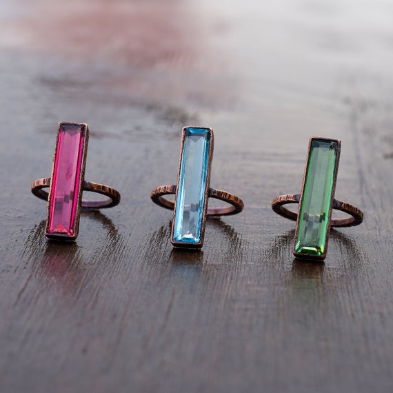 Blue Topaz Hydro Gemstone Bar Ring Peridot Hydro Ring Pink Amethyst Hydro Ring Rings for Women Minimalist Ring Anniversary Gifts Etsy Canada
