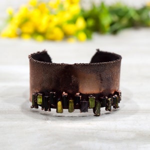 Natural Multi Tourmaline Statement Bracelet \ Gemstone Bracelet \ Minimalist Bracelet \ Delicate Bracelet \ Cuff Bracelet \ Heavy Bracelet