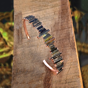 Tourmaline Bracelet | Rough Stone Bangle | Gemstone Bangle | Handmade Bangle | Brass Bangle | Brass Jewelry | New Design | Gift For Women