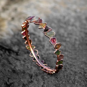 Multi Tourmaline Rough Gemstone Cuff Bangle \ Handmade Bangle \ Brass Bangle \ Wedding Bangle \ Gifts For Her \ Multi Stone Bracelet