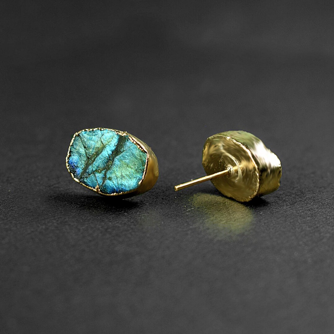 High Fire Labradorite Gemstone Stud Earrings Tiny Earrings Stud