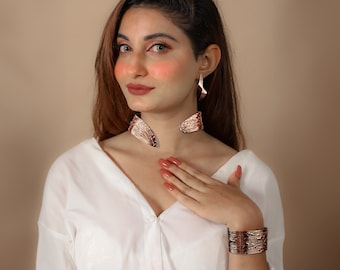 Beautiful Designed Jewelry Set \ Cuff Necklace \ Handmade Jewelry Set \ Cuff Bracelet \ Bridal Jewelry Set \ Wedding Gift \ Dangle Earrings