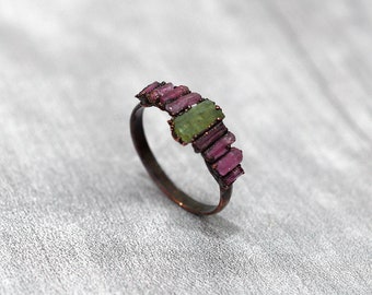 Multi Tourmaline Ring - Pencil Stone Ring - Statement Ring - Gemstone Ring - Dainty Ring - Stackable Ring - Ring For Women - Gift For Mother