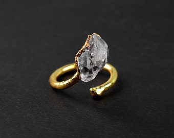 Herkimer Diamond Ring | Snake Ring | Copper Ring | Statement Ring | Stacking Rings  | Rings For Women | Dainty Ring | Handmade Ring