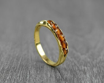 Dainty Dark Citrine Ring: Tiny Womens Ring