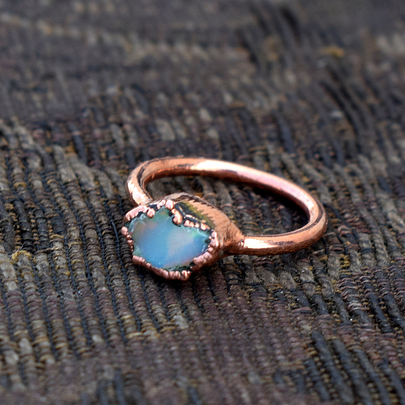 Fire Opal Ring Rose Gold Ring Opal Ring Electroformed | Etsy